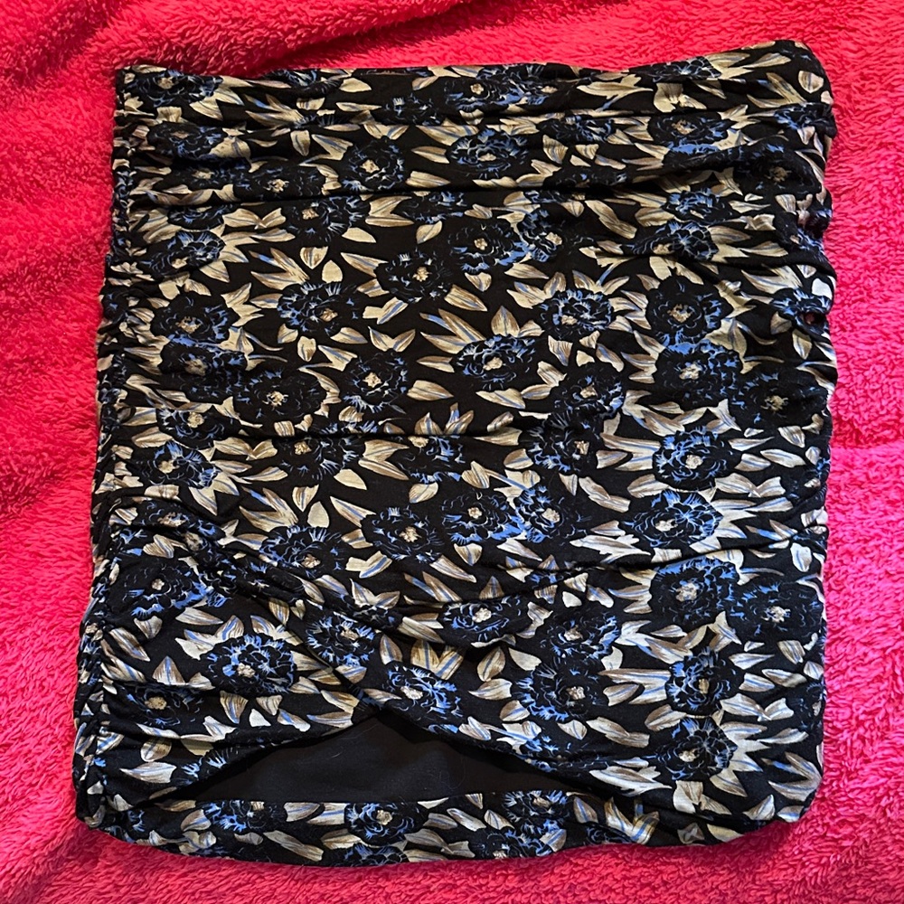 Free People Black and Blue Floral mini Skirt
